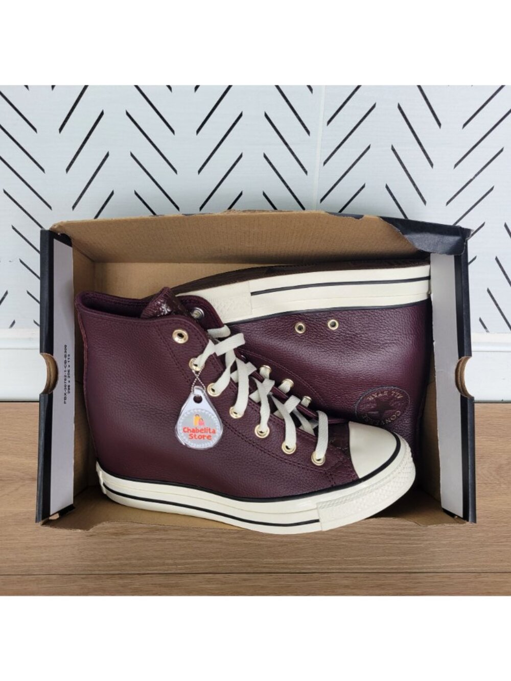 ✨✨Converse Chuck Taylor All Star Wedge Leather 7 Womens Shoes Burgundy A12349C - Picture 8 of 12